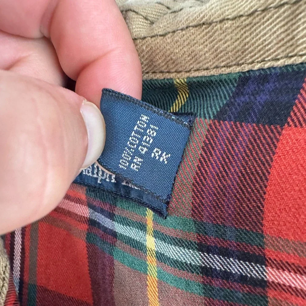 Polo Ralph Lauren Shirt Mens 2XL Red Plaid Cotton Shooting Hunting Chin Strap